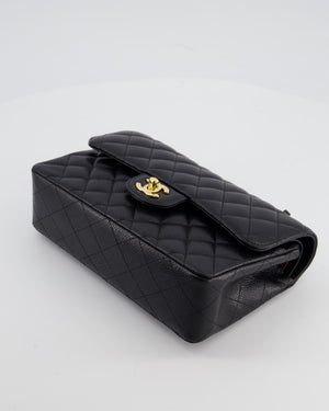 Chanel Black Small Classic Double Flap Bag in Caviar Leather with Gold Hardware