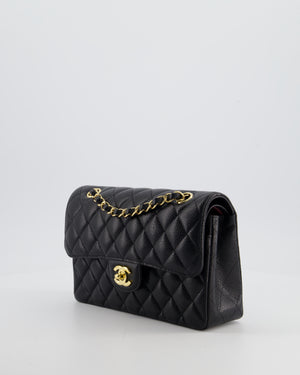Chanel Black Small Classic Double Flap Bag in Caviar Leather with Gold Hardware