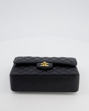 Chanel Black Small Classic Double Flap Bag in Caviar Leather with Gold Hardware