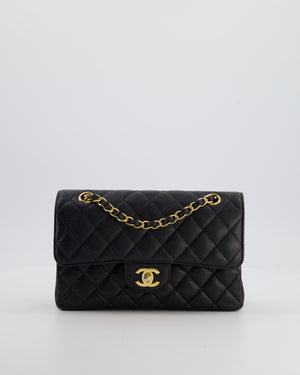 Chanel Black Small Classic Double Flap Bag in Caviar Leather with Gold Hardware