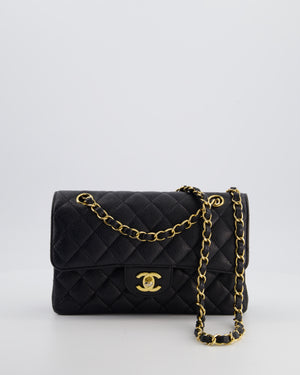 Chanel Black Small Classic Double Flap Bag in Caviar Leather with Gold Hardware