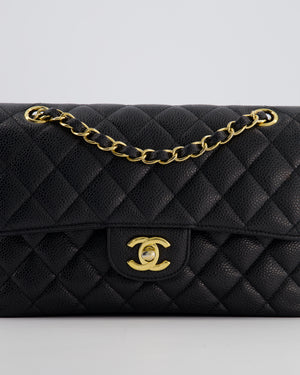 Chanel Black Small Classic Double Flap Bag in Caviar Leather with Gold Hardware