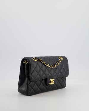 Chanel Black Small Classic Double Flap Bag in Caviar Leather with Gold Hardware