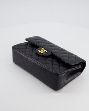 Chanel Black Small Classic Double Flap Bag in Caviar Leather with Gold Hardware