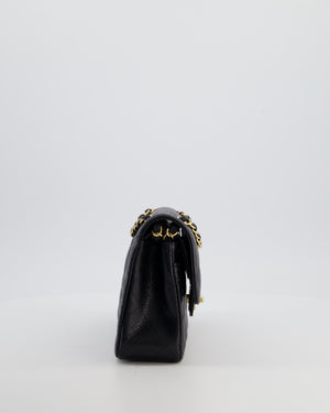 Chanel Black Small Classic Double Flap Bag in Caviar Leather with Gold Hardware