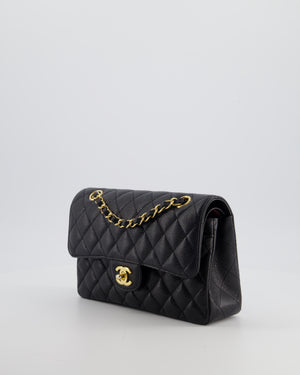 Chanel Black Small Classic Double Flap Bag in Caviar Leather with Gold Hardware