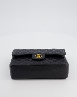 Chanel Black Small Classic Double Flap Bag in Caviar Leather with Gold Hardware