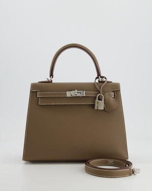 Hermès Kelly 25 Sellier Bag in Etoupe Epsom Leather with Palladium Har