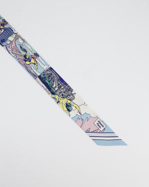 Hermès "WOW" Blue Printed Silk Twilly
