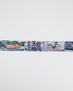 Hermès "WOW" Blue Printed Silk Twilly