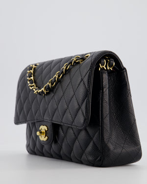 Chanel Black Medium Classic Double Flap Bag in Caviar Leather with Gold Hardware