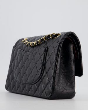 Chanel Black Medium Classic Double Flap Bag in Caviar Leather with Gold Hardware