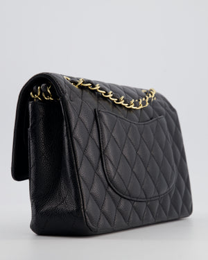 Chanel Black Medium Classic Double Flap Bag in Caviar Leather with Gold Hardware