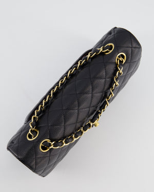 Chanel Black Medium Classic Double Flap Bag in Caviar Leather with Gold Hardware