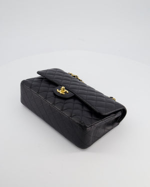 Chanel Black Medium Classic Double Flap Bag in Caviar Leather with Gold Hardware
