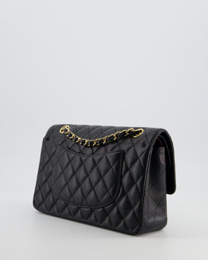 Chanel Black Medium Classic Double Flap Bag in Caviar Leather with Gold Hardware