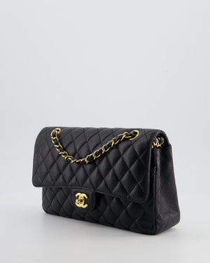Chanel Black Medium Classic Double Flap Bag in Caviar Leather with Gold Hardware