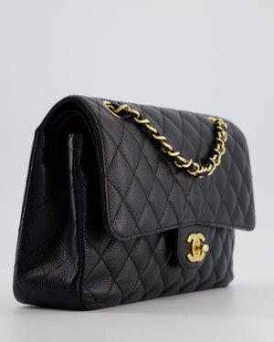 Chanel Black Medium Classic Double Flap Bag in Caviar Leather with Gold Hardware