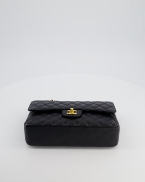 Chanel Black Medium Classic Double Flap Bag in Caviar Leather with Gold Hardware