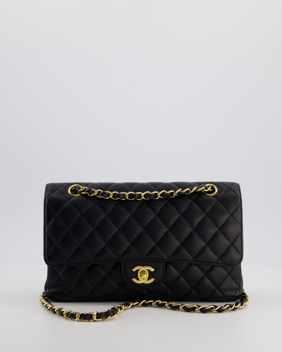 Chanel Black Medium Classic Double Flap Bag in Caviar Leather with Gold Hardware
