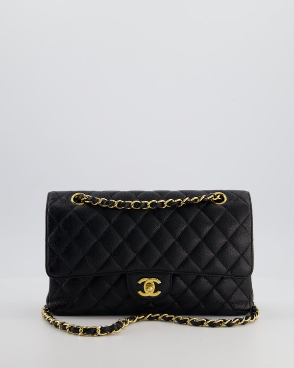 Chanel Black Medium Classic Double Flap Bag in Caviar Leather with Gold Hardware