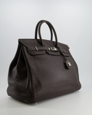 *FIRE PRICE* Hermès Birkin 40 Bag in Ebene Clemence Leather with Palladium Hardware