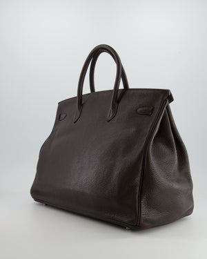 *FIRE PRICE* Hermès Birkin 40 Bag in Ebene Clemence Leather with Palladium Hardware