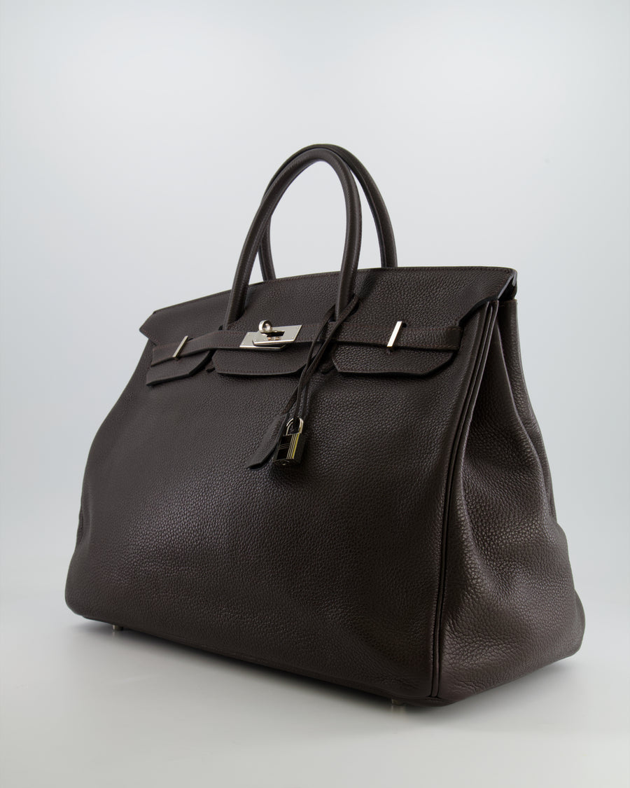 *FIRE PRICE* Hermès Birkin 40 Bag in Ebene Clemence Leather with Palladium Hardware