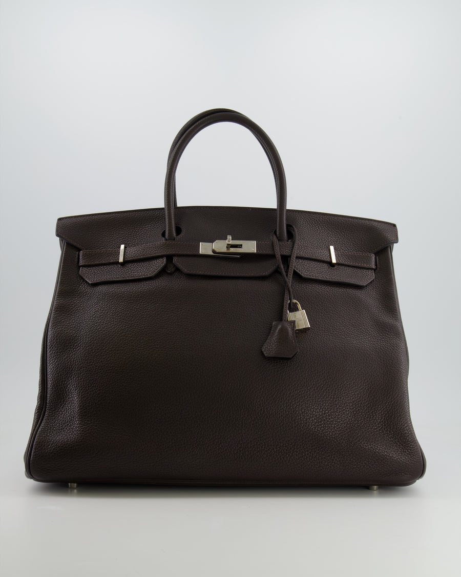 *FIRE PRICE* Hermès Birkin 40 Bag in Ebene Clemence Leather with Palladium Hardware