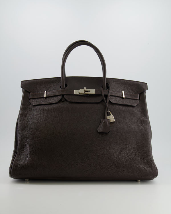 *FIRE PRICE* Hermès Birkin 40 Bag in Ebene Clemence Leather with Palladium Hardware