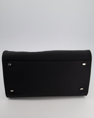The Row Black Soft Margaux 15 in Matte Grained Calfskin with Silver Hardware