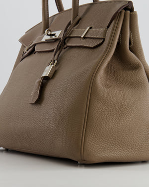 Hermès Birkin 35 Bag in Etoupe Clemence Leather with Palladium Hardware