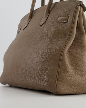 Hermès Birkin 35 Bag in Etoupe Clemence Leather with Palladium Hardware
