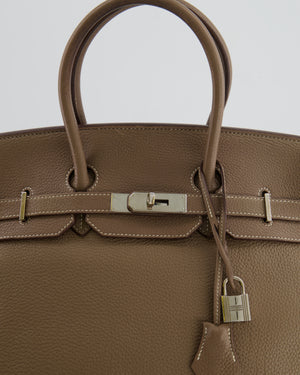 Hermès Birkin 35 Bag in Etoupe Clemence Leather with Palladium Hardware
