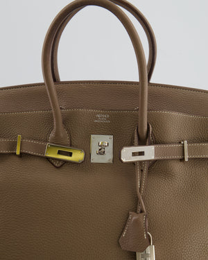 Hermès Birkin 35 Bag in Etoupe Clemence Leather with Palladium Hardware