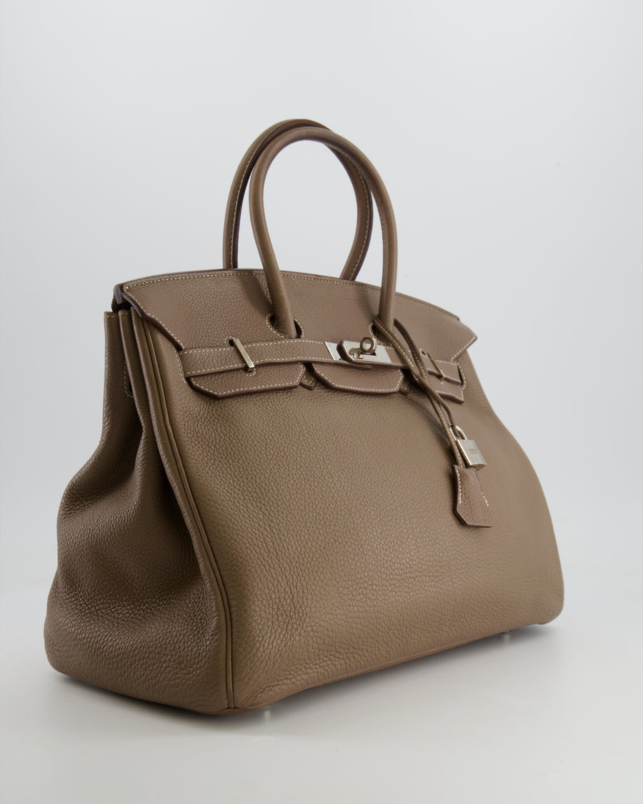 Hermès Birkin 35 Bag in Etoupe Clemence Leather with Palladium Hardware