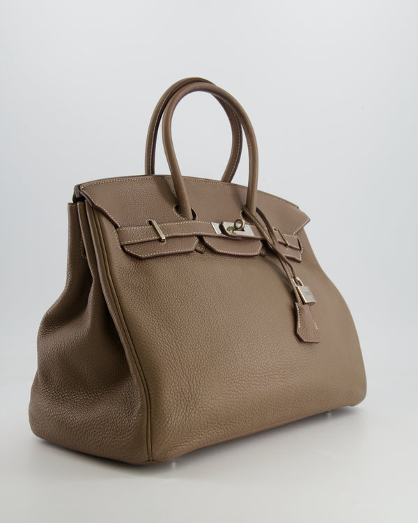 Hermès Birkin 35 Bag in Etoupe Clemence Leather with Palladium Hardware