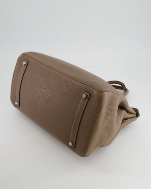 Hermès Birkin 35 Bag in Etoupe Clemence Leather with Palladium Hardware