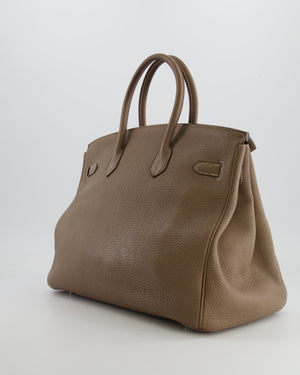 Hermès Birkin 35 Bag in Etoupe Clemence Leather with Palladium Hardware