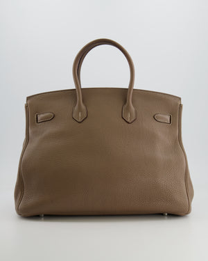 Hermès Birkin 35 Bag in Etoupe Clemence Leather with Palladium Hardware