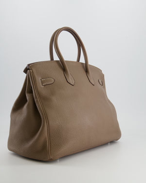 Hermès Birkin 35 Bag in Etoupe Clemence Leather with Palladium Hardware