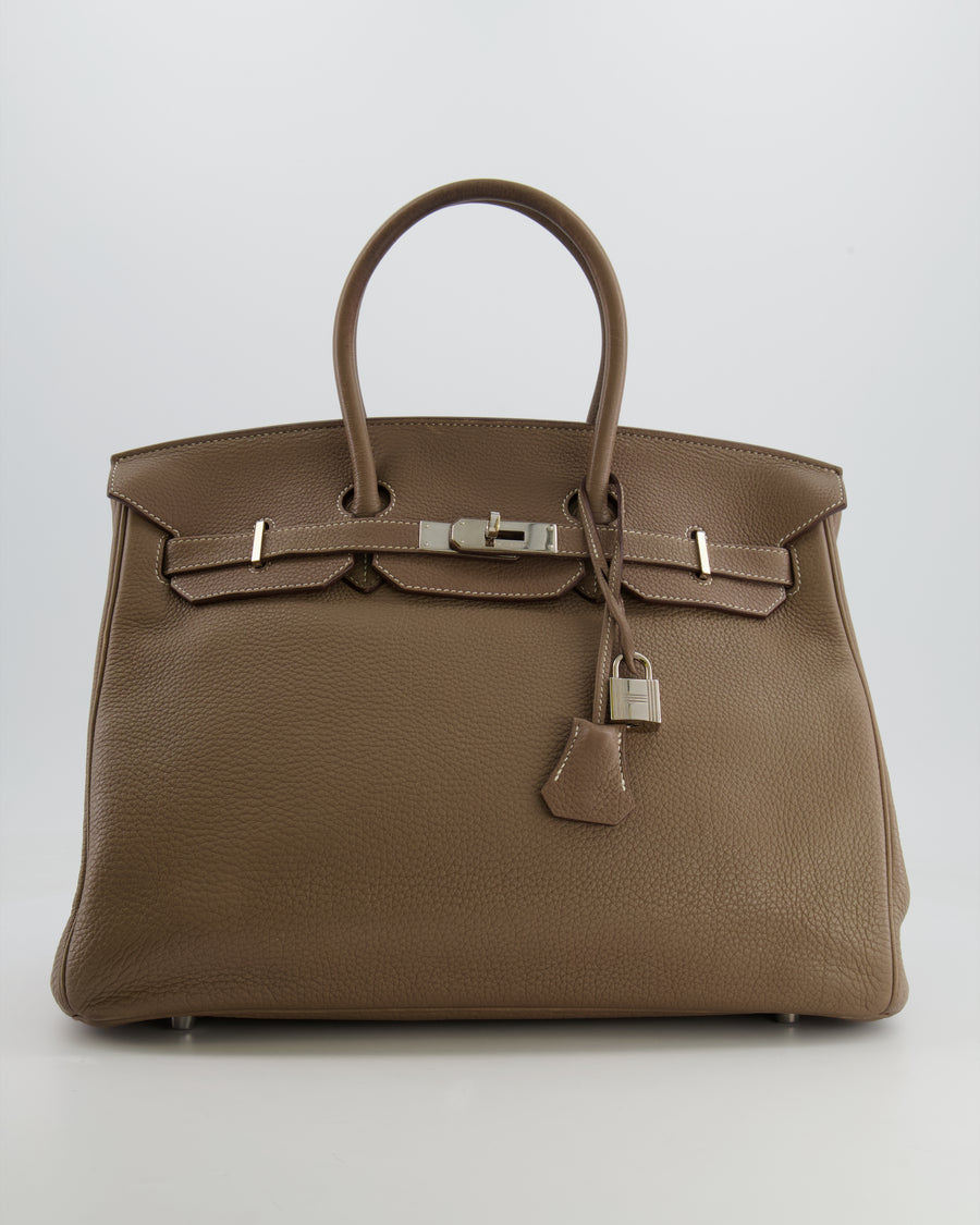 Hermès Birkin 35 Bag in Etoupe Clemence Leather with Palladium Hardware