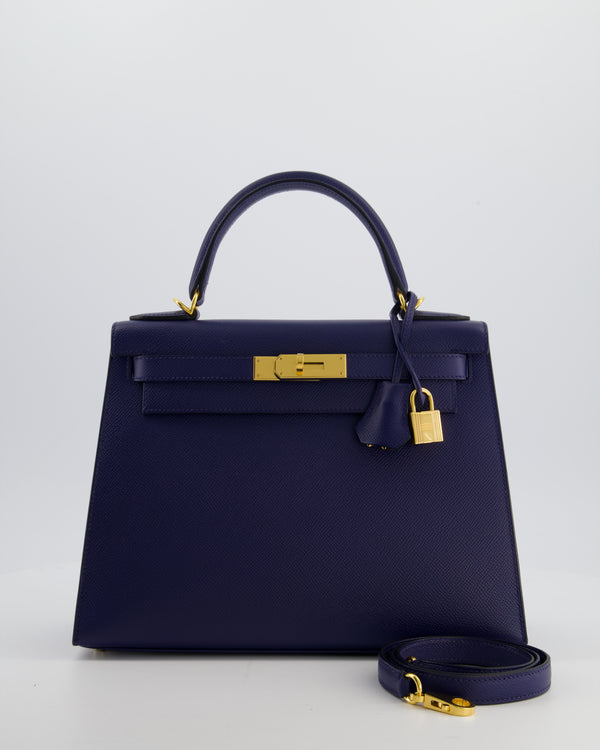Hermès Kelly 28 Sellier Bag in Bleu Saphir Epsom Leather with Gold Hardware