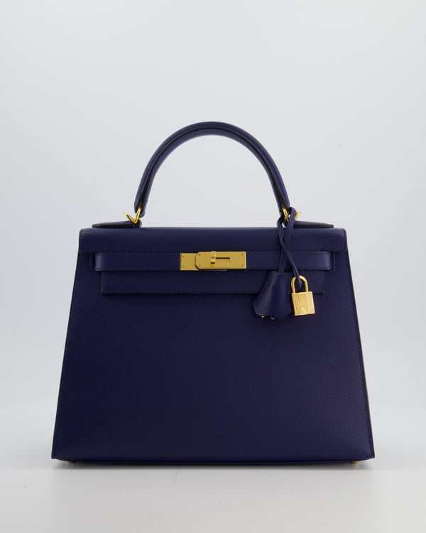 Hermès Kelly 28 Sellier Bag in Bleu Saphir Epsom Leather with Gold Hardware
