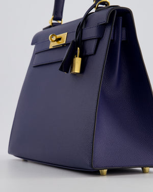 Hermès Kelly 28 Sellier Bag in Bleu Saphir Epsom Leather with Gold Hardware