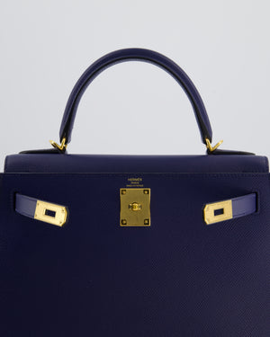 Hermès Kelly 28 Sellier Bag in Bleu Saphir Epsom Leather with Gold Hardware