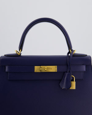Hermès Kelly 28 Sellier Bag in Bleu Saphir Epsom Leather with Gold Hardware