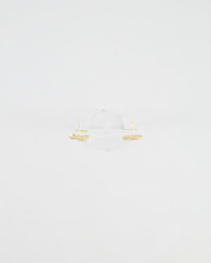 Chanel 21A Gold and Pearl Twisted Small CC Logo Earrings