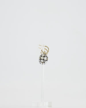 Chanel 24A Black and Crystal Embellished Ball Pendant Earrings