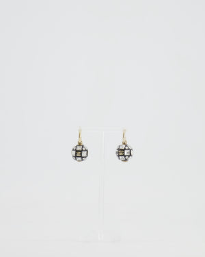 Chanel 24A Black and Crystal Embellished Ball Pendant Earrings